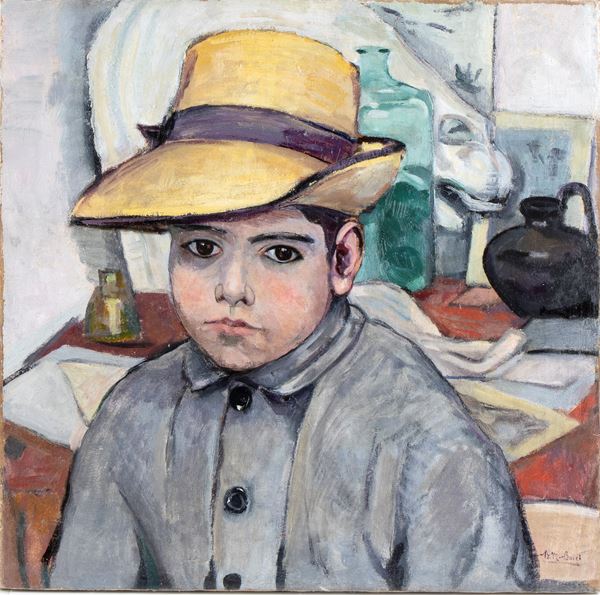BACCIO MARIA BACCI : Portrait of a young boy with straw hat  - Oil on canvas - Auction Modern and contemporary art: paintings, drawings,  sculptures and ceramics from 19th and 20th centuries - Bertolami Fine Art - Casa d'Aste