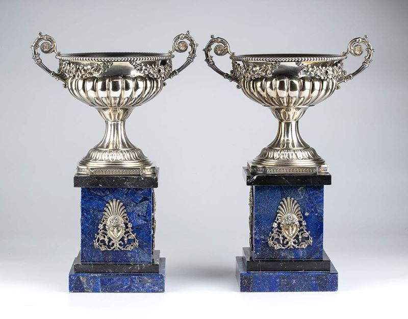 Coppia di Coppe in Argento e Lapislazzuli - Argentiere Tiffany & Co.
