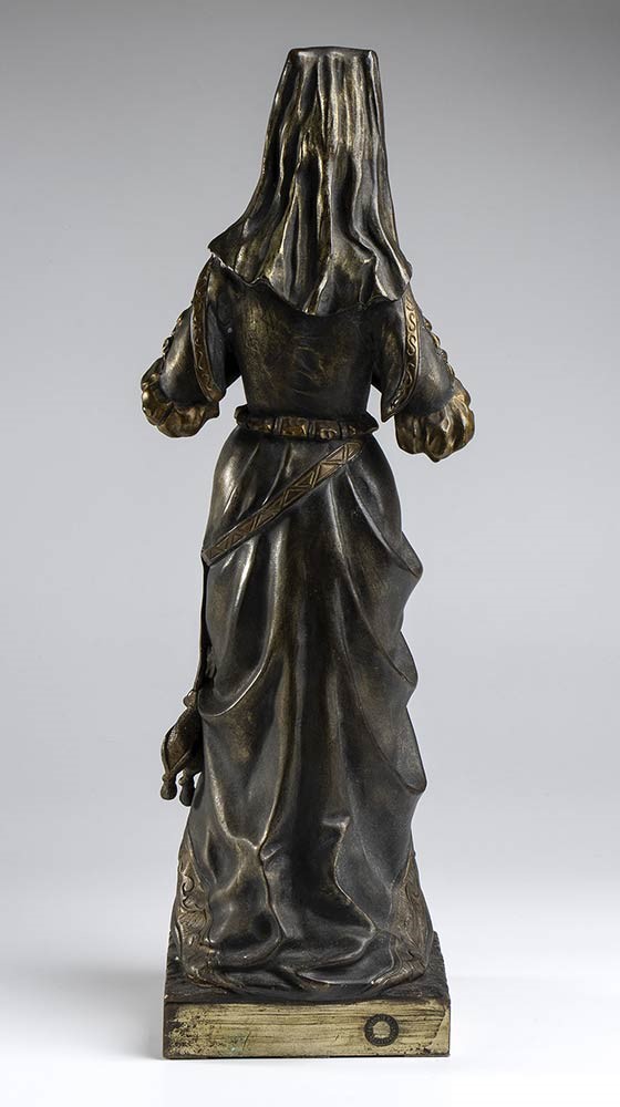 Scultura Francese in Bronzo Raffigurante una Dama in Abiti Nobiliari - Firmata S. Omerth