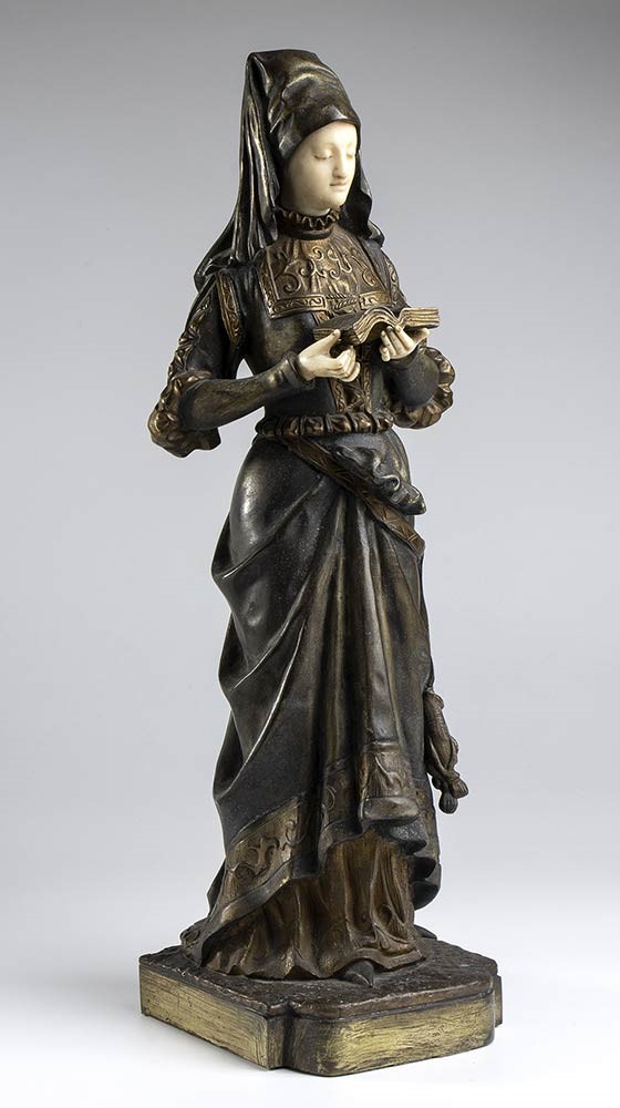 Scultura Francese in Bronzo Raffigurante una Dama in Abiti Nobiliari - Firmata S. Omerth