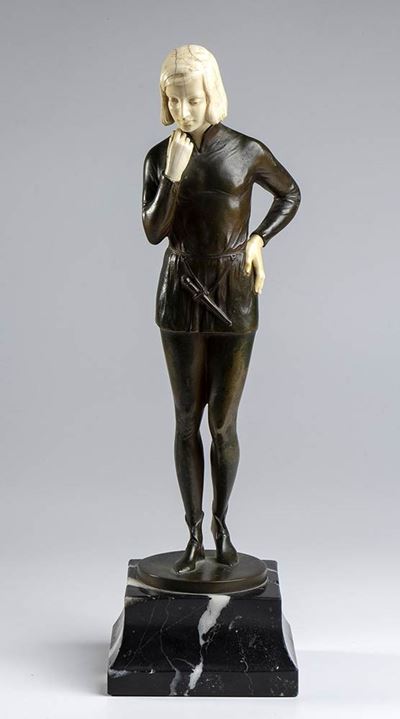 Scultura Tedesca in Bronzo Raffigurante una Figura Maschile - Firmata Schtimpe...