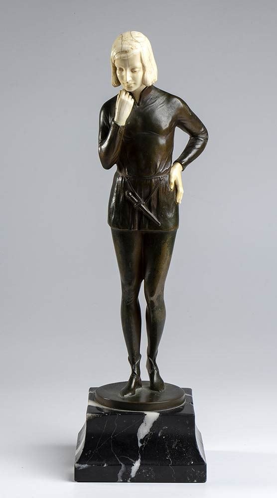 Scultura Tedesca in Bronzo Raffigurante una Figura Maschile - Firmata Schtimpe