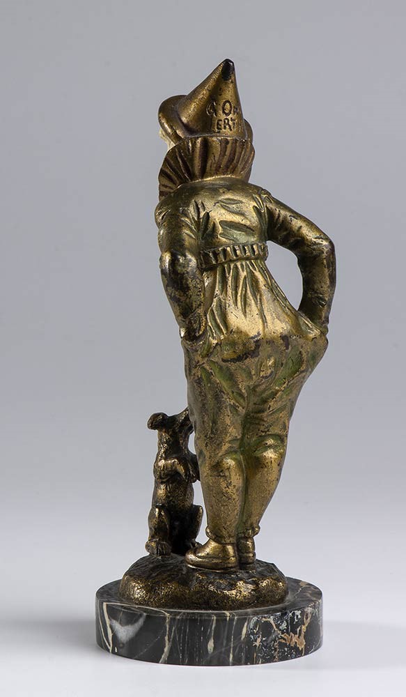 Scultura Francese in Bronzo Raffigurante Pierrot - Firmata Omerth Georges (attivo 1895-1925)