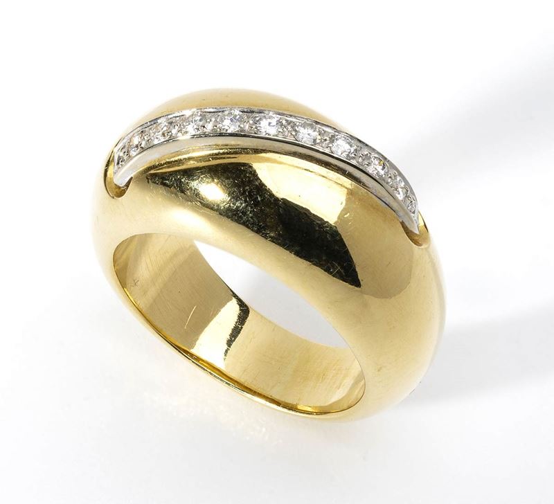 Pomellato: Anello a Fascia in Oro e Diamanti