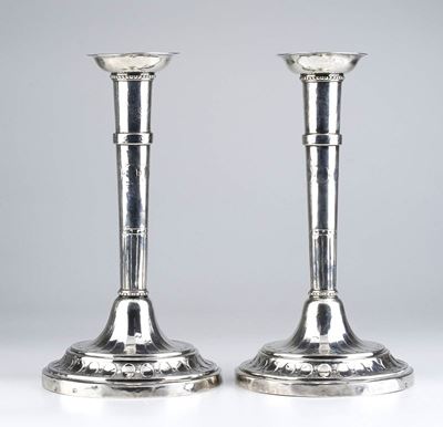 Coppia di Candelieri Italiani in Argento - Roma Fine XVIII Inizio XIX Secolo