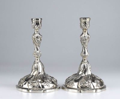 Coppia di Candelieri Italiani in Argento - XVIII Secolo