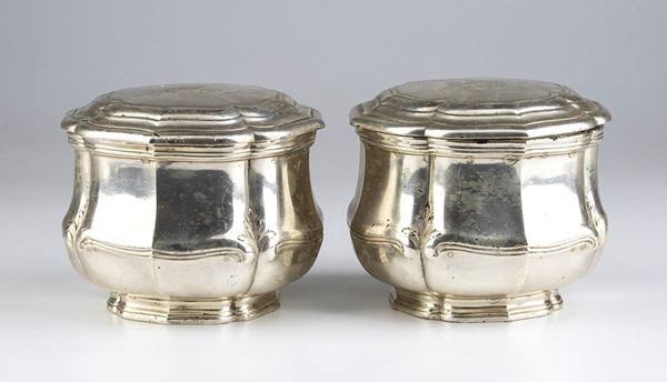 Pair of French silver tea caddies - Paris circa 1890, silversmith ANDRE AUCOC (...