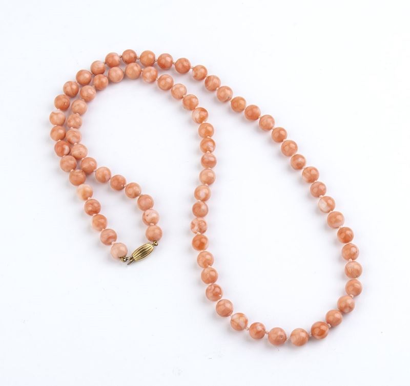 Collana in Oro e Corallo Rosa ...