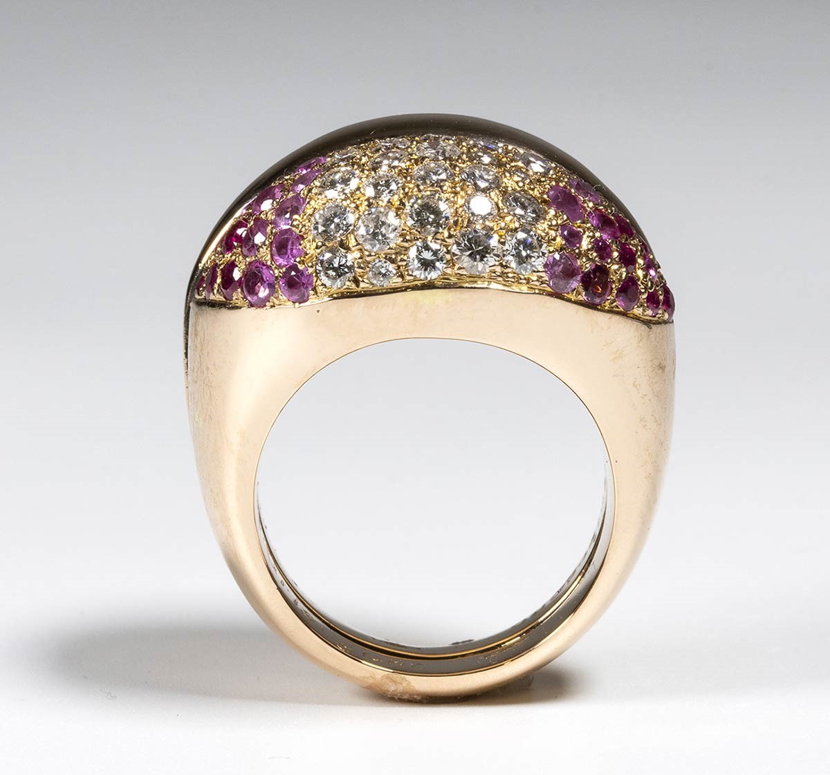 Doppio Anello "bacio" in Oro Diamanti e Rubini