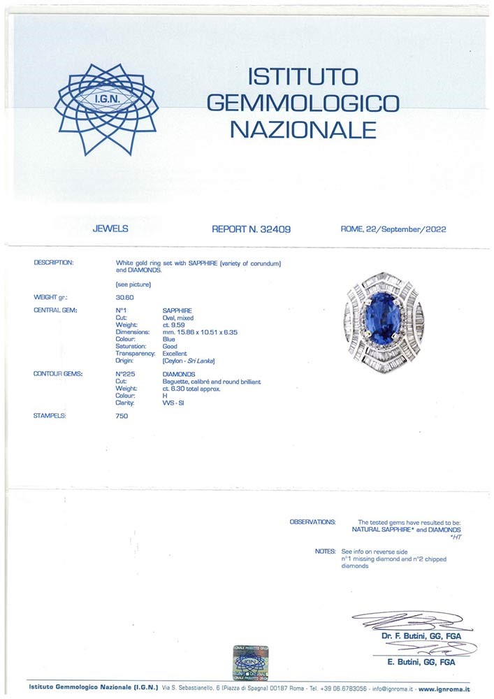 Anello in Oro con Zaffiro e Diamanti ...