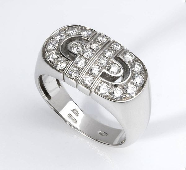 BULGARI, Parentesi collection: gold diamond band ring 