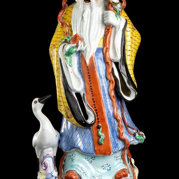 A POLYCHROME ENAMELLED PORCELAIN FIGURE OF SHOULAO  - Auction Asian and Tribal Art - Bertolami Fine Art - Casa d'Aste