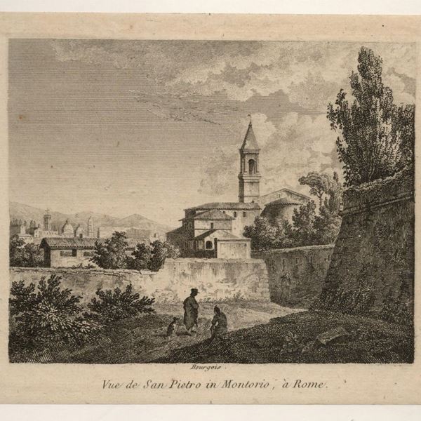 Florent Fid&#232;le Constant Bourgeois (1767-1841) - Vue de San Pietro in Montorio à Rome...