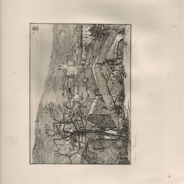 Pier Luigi Bartolucci-Alfieri : Narni - Panorama, 1922 ...  - Etching, 164 x 228 mm (platemark); 344 x 492 mm (sheet)  - Auction STAMPE, LIBRI E CARTE GEOGRAFICHE  - Bertolami Fine Art - Casa d'Aste