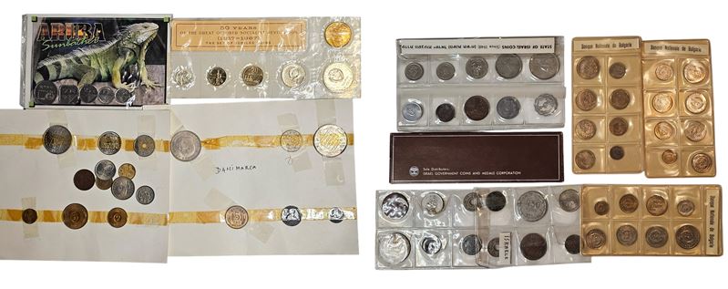 Lotto multiplo di monete, variazioni divisionali e commemorative in metallo