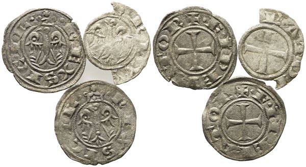 MESSINA. REGNO DI SICILIA. Federico II (1197-1250). Lotto di 3 denari. Date, nominali, conservazioni e metalli vari