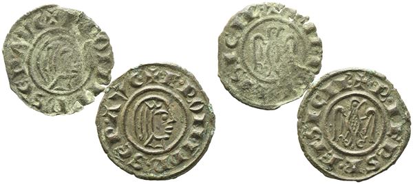 MESSINA. REGNO DI SICILIA. Federico II (1197-1250). Lotto di due Denari (1244). Spahr 128. Mir 97. Mi. Conservazioni  varie