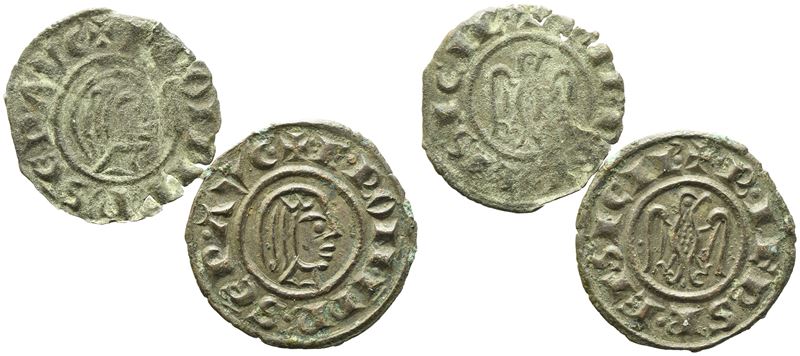 Messina. Regno di Sicilia. Federico II (1197-1250). Lotto di Due Denari (1244). Spahr 128. Mir 97...