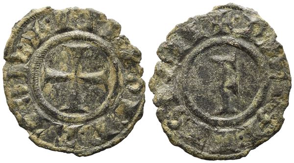 BRINDISI. Federico II (1197-1250). Denaro (1228).  Lettera F R/ Croce. MIR 278 Mi. 0,68gr. RRR.