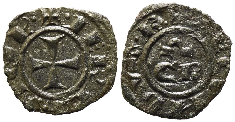 Brindisi. Corrado II. 1/2 Denaro. Mi 0,38gr. Esemplare della Piu' Grande Rarità. Mancante in Quas...