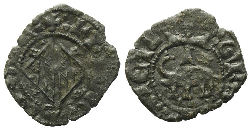 Catania. Regno di Sicilia. Federico IV D'aragona (1355-1377). Denaro. Mi 0,65gr. Spahr 266. Mir 1...