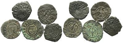 Alfonso d'Aragona, Lotto di 5 denari del Regno di Sicilia (1416-1458) - Cu.Mir 227