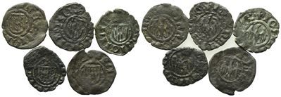 Giovanni II d'Aragona, Lotto di 5 denari del Regno di Sicilia (1458-1479), Cu.Mir 233