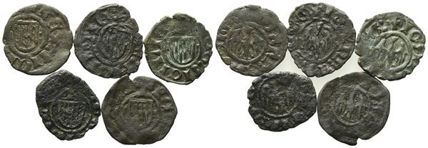 MESSINA. REGNO DI SICILIA. Giovanni II d'Aragona (1458-1479). Interessante lotto di 5 denari. Cu.Mir 233.  Conservazioni varie  Conservazioni varie