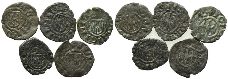 Giovanni II d'Aragona, Lotto di 5 denari del Regno di Sicilia (1458-1479), Cu.Mir 233