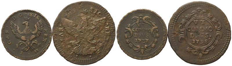 Palermo. Regno di Sicilia. Carlo di Borbone (1734-1759). Lotto di 2 Esemplari: 1 Grano 1737 (4,03...