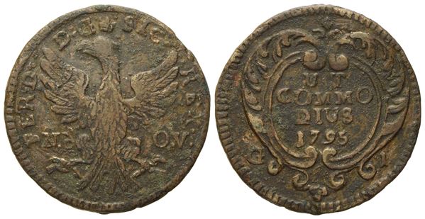 PALERMO. Regno di Sicilia. Ferdinando III di Borbone (1759-1816). 1 grano 1795. Cu (4,96 g; 23,3 mm)