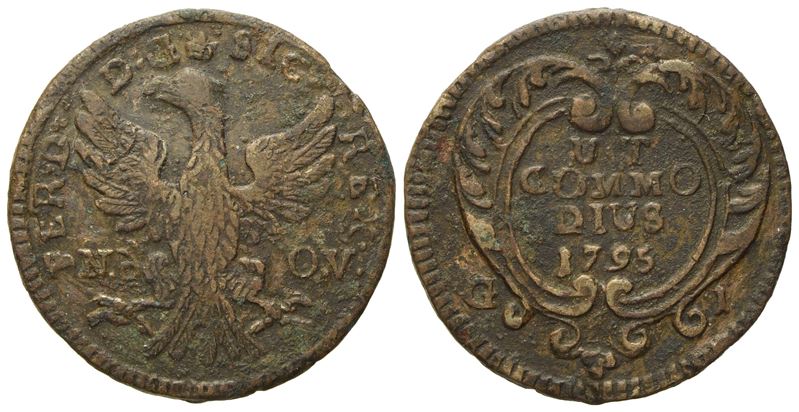 Palermo. Regno di Sicilia. Ferdinando III di Borbone (1759-1816). 1 Grano 1795. Cu (4,96 G; 23,3 ...