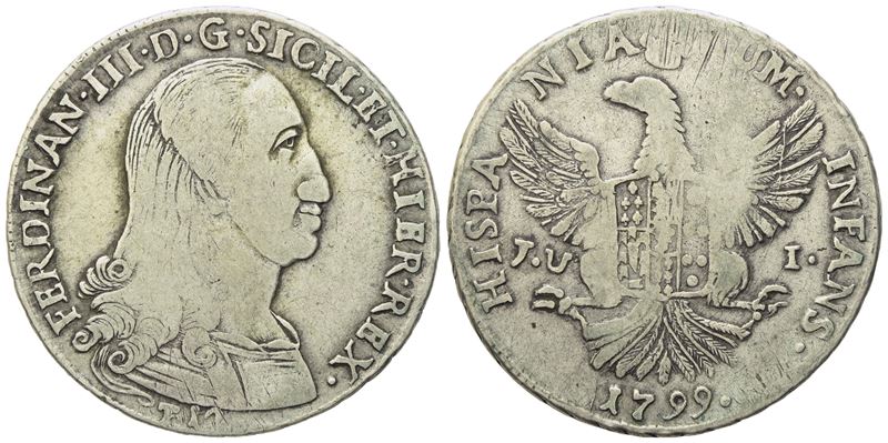 Palermo. Regno di Sicilia. Ferdinando III di Borbone (1759-1816). 12 Tarì 1799. Ag (27,02 G; 38,3...