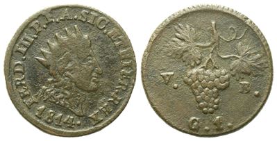 Palermo. Regno di Sicilia. Ferdinando III di Borbone (1759-1816). Grano 1814. Cu (3,04 G; 18,4 MM...