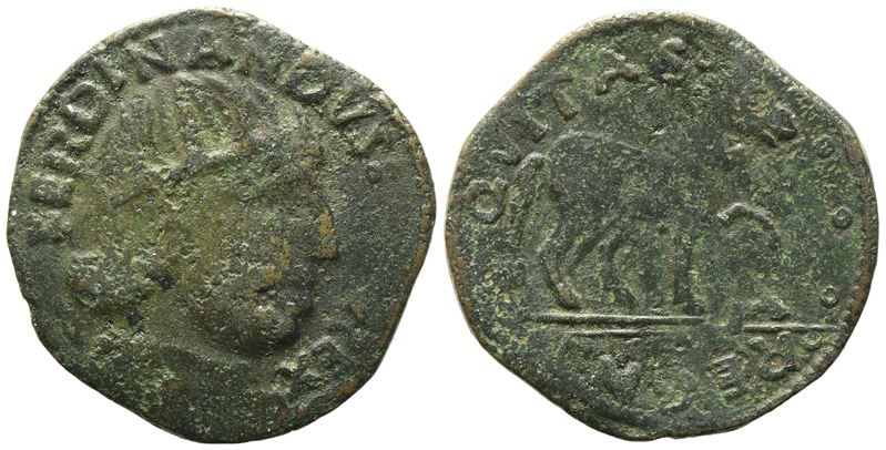 Napoli. Regno di Napoli. Ferdinando i D'aragona (1458-1494). Cavallo, Sigla a al Rv. Cu (1,60 G; ...