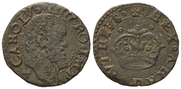 NAPOLI. Regno di Napoli. Carlo V d'Asburgo (1516-1556). 2 Cavalli senza sigle. Cu (3,59 g; 20,5 mm)  - Asta Monete e medaglie medievali e moderne italiane ed estere - Bertolami Fine Art - Casa d'Aste