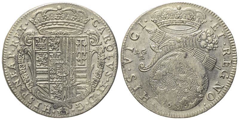 Napoli. Regno di Napoli. Carlo II di Spagna (1665-1700). Tarì da 20 Grana 1686. Ag (5,53 G; 26,3 ...