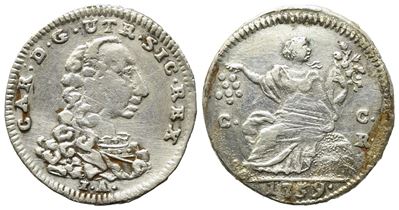 Napoli. Regno di Napoli. Carlo di Borbone (1734-1759). Mezzo Carlino, 5 Grana. 1759. Ag (1,04 G; ...