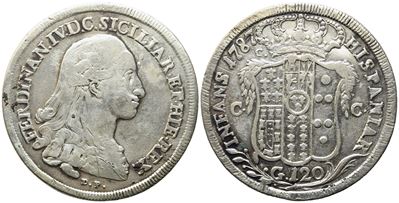 Napoli. Regno di Napoli. Ferdinando IV di Borbone (1759-1799, i Per.). Piastra da 120 Grana 1787 ...