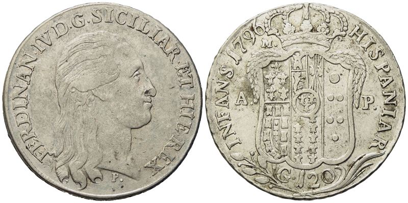 Napoli. Regno di Napoli. Ferdinando IV di Borbone (1759-1799 i Periodo). Piastra da 120 Grana 179...