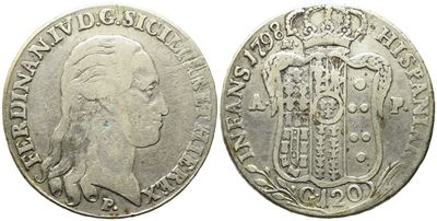 Napoli. Regno di Napoli. Ferdinando IV di Borbone (1759-1799 i Per.). Piastra da 120 Grana 1798. ...