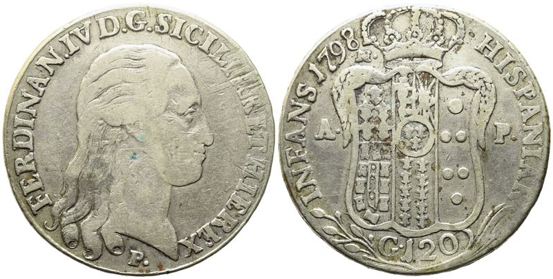 Napoli. Regno di Napoli. Ferdinando IV di Borbone (1759-1799 i Per.). Piastra da 120 Grana 1798. ...