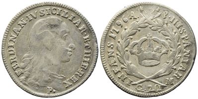 Napoli. Regno di Napoli. Ferdinando IV di Borbone (1759-1799 i Per.). Tari da 20 Grana 1796. Ag (...