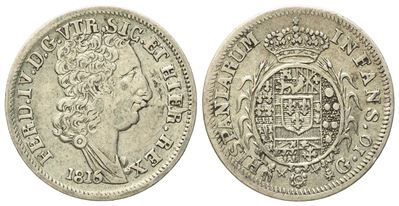 Napoli. Regno di Napoli. Ferdinando IV di Borbone (1815-1816 III Periodo). Carlino da 10 Grana 18...