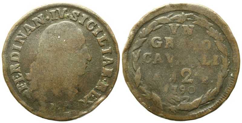 Napoli. Regno di Napoli. Ferdinando IV di Borbone (1759-1799 i Per.). Grano 1790, Ae (5,71 G; 25,...