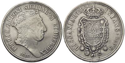 Napoli. Regno delle Due Sicilie. Ferdinando i di Borbone (1816-1825 IV Periodo). Piastra 120 Gran...