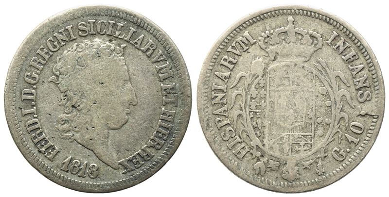 Ferdinando I di Borbone, Carlino da 10 grana 1818