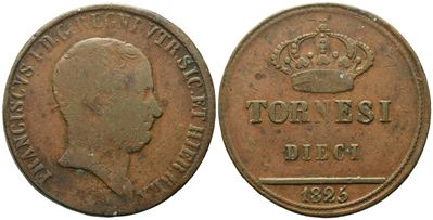 Francesco I di Borbone, Moneta da 10 Tornesi 1825