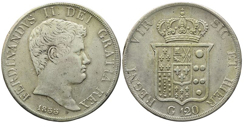 Napoli. Regno delle Due Sicilie. Ferdinando II di Borbone (1830-1859). Piastra da 120 Grana 1833....