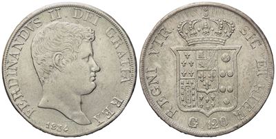 Napoli. Regno delle Due Sicilie. Ferdinando II di Borbone (1830-1859). Piastra da 120 Grana 1834....